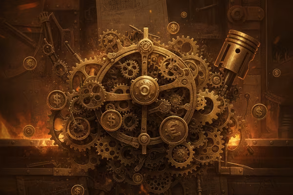 Hyper Gold All In cover: brass clockwork gears studded with golden coins