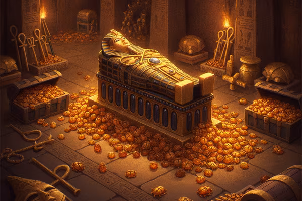 Tomb of Gold cover: golden treasure inside an ancient burial chamber